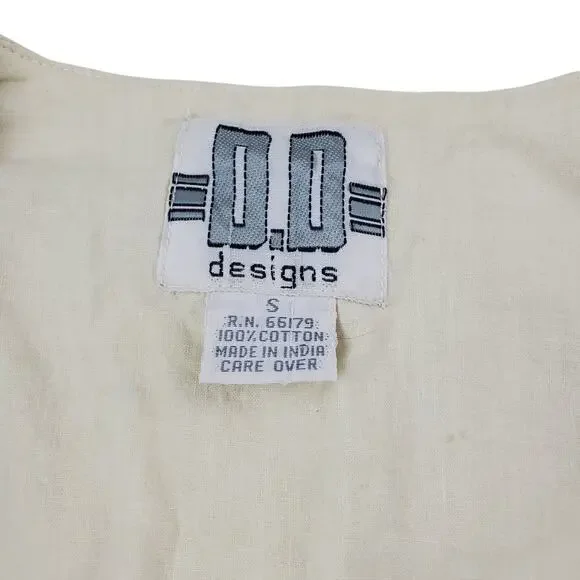 OO Designs 100% Cotton Western Style Vest Unisex Small Blue Denim Embroiled Rare - Picture 6 of 12